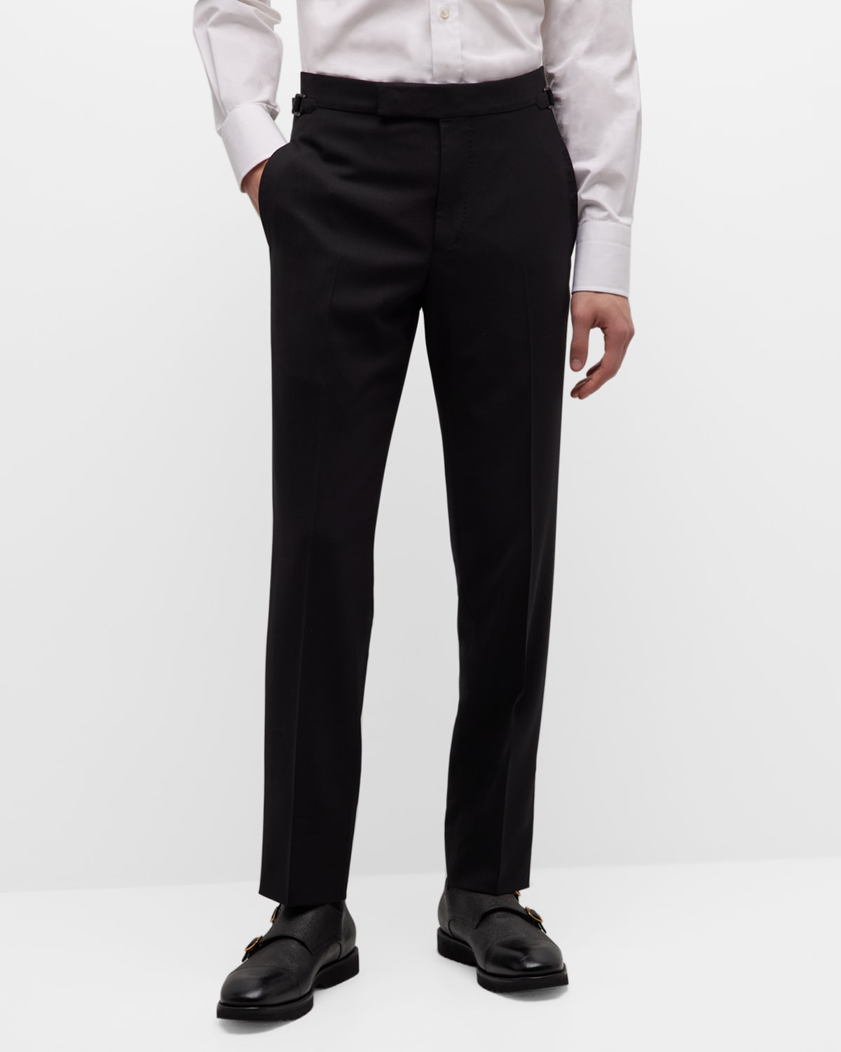 Shop Tom Ford Men's O'connor Mouline Wool Trousers In Black