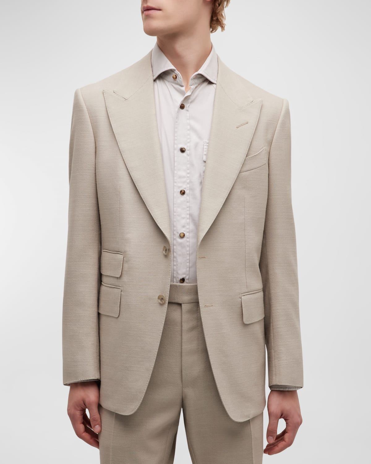 Tom Ford Shelton Slim-fit Cotton And Silk-blend Suit Jacket In Neutrals