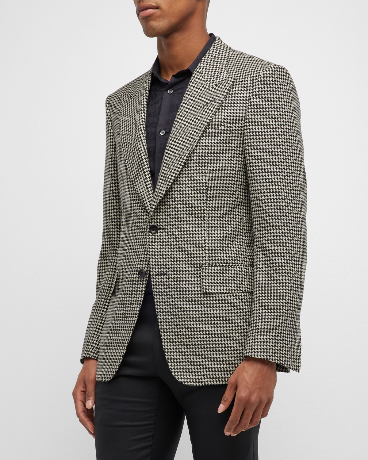 Men's Shelton Houndstooth Peak-Lapel Dinner Jacket