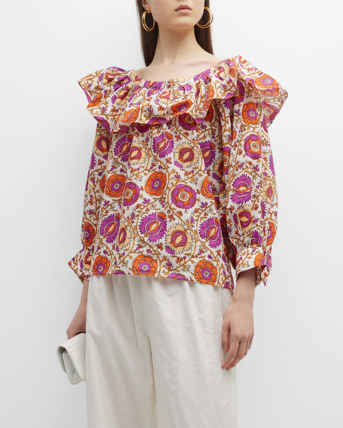 Figue Ruby Floral-Print Ruffle Top