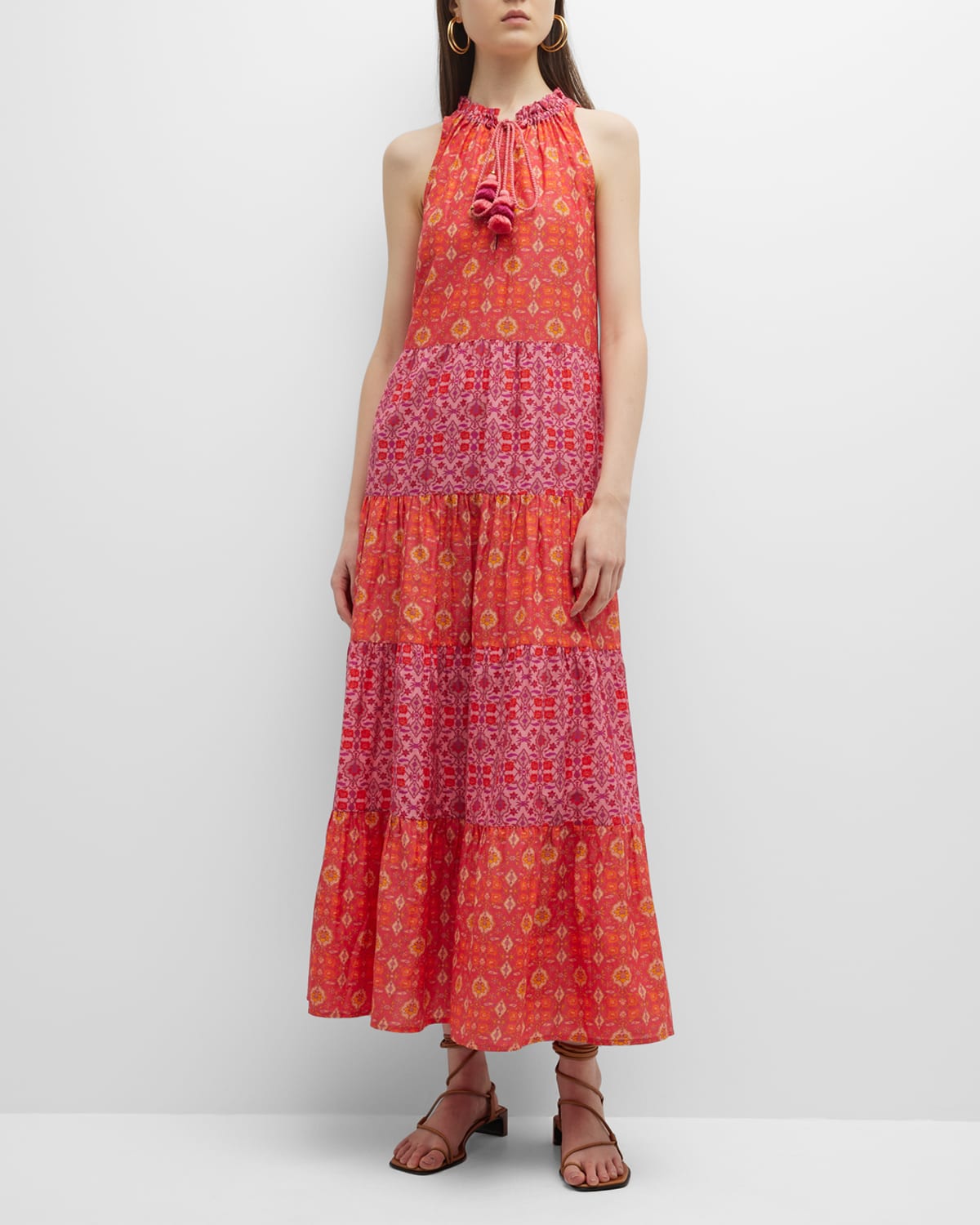 Figue Betty Tiered Mixed-Print Maxi Dress