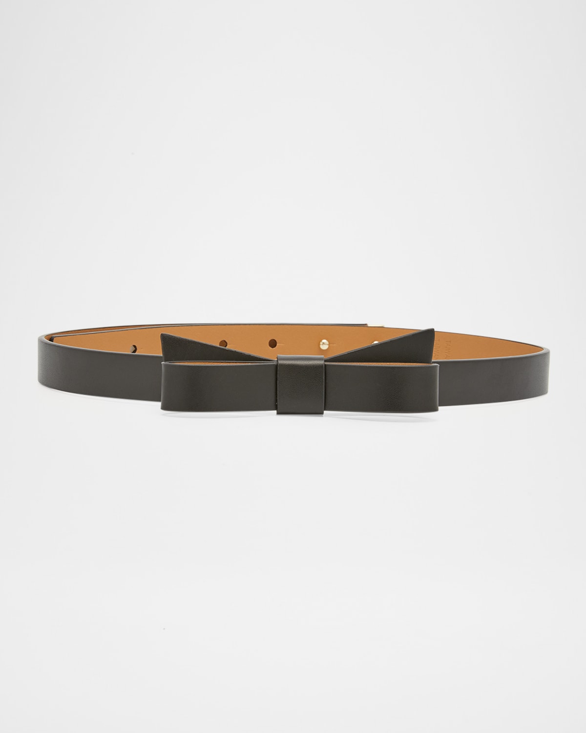 Kate Spade Bow Skinny Leather Belt In Black