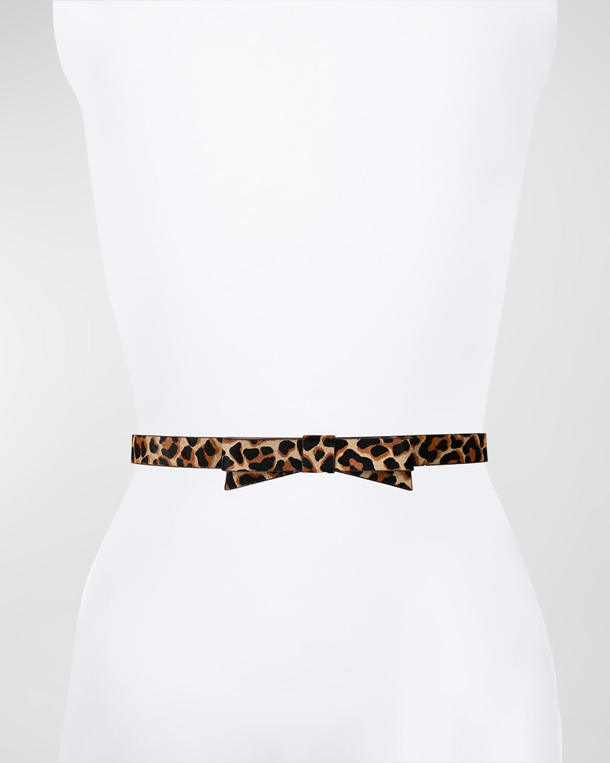 leopard-print bow calf hair skinny belt