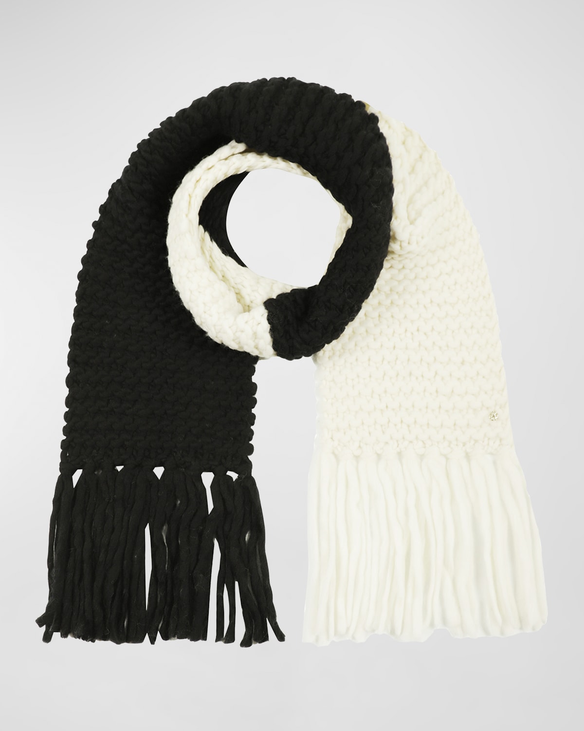 Kate Spade Two-tone Wool Scarf In Black Cream