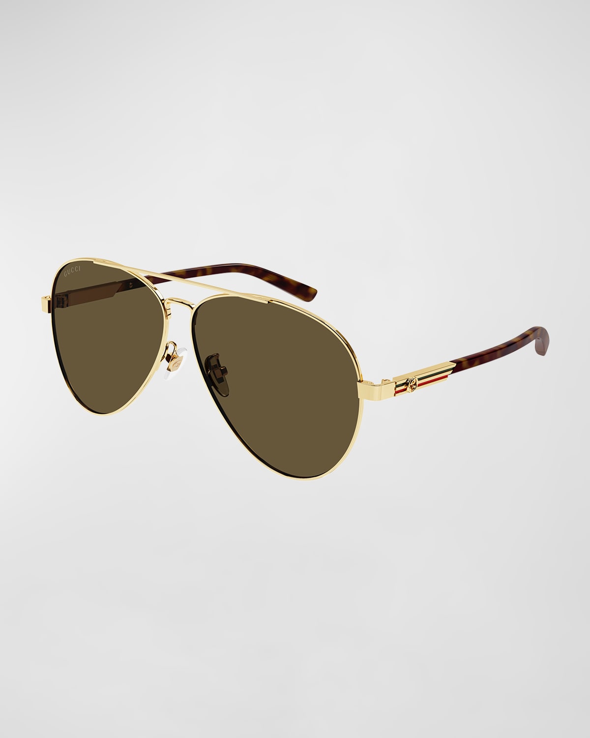 Gucci Men's Archive Details 61mm Metal Pilot Sunglasses In Brown