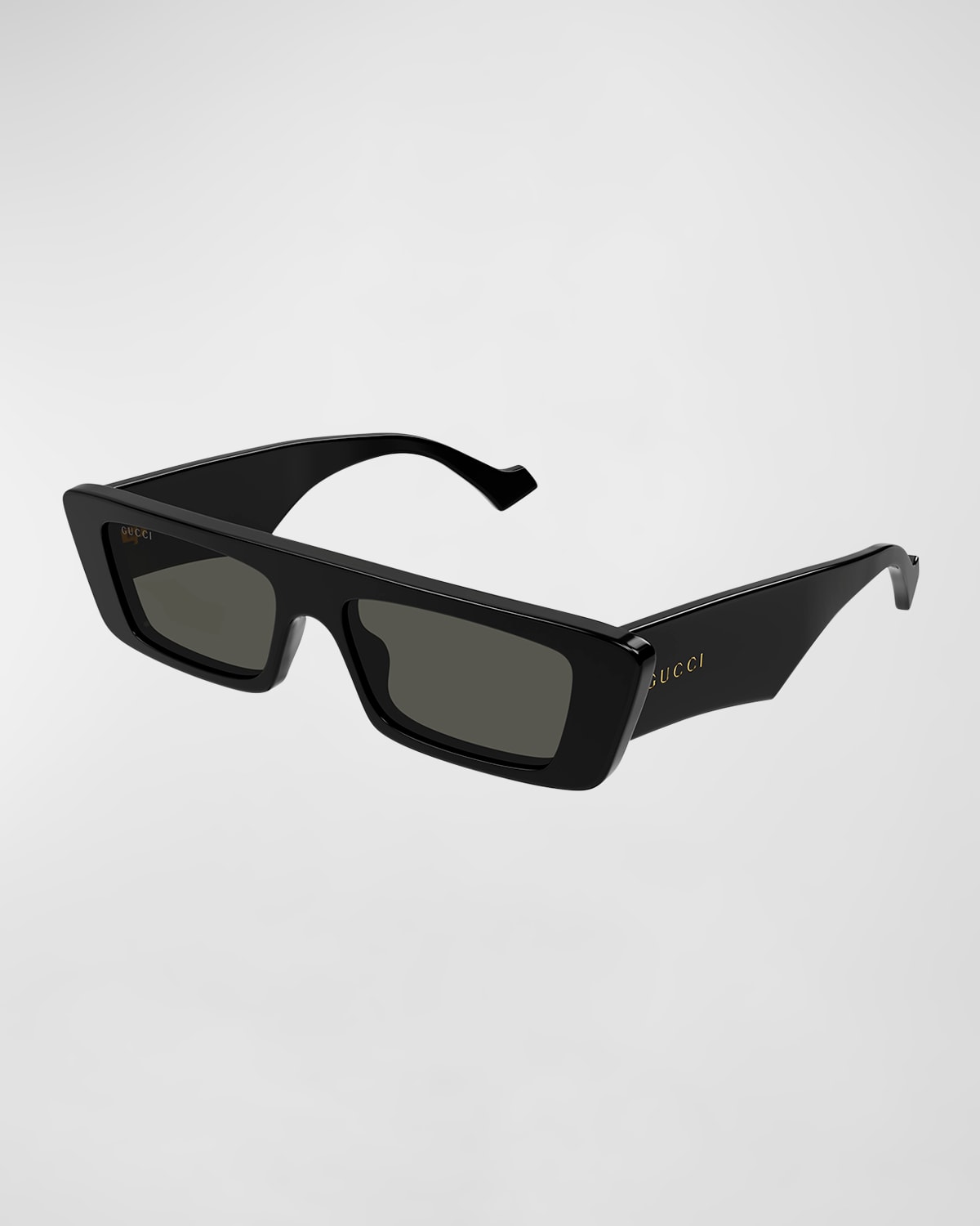 Gucci Men's Logo Rectangle Acetate Sunglasses In Black
