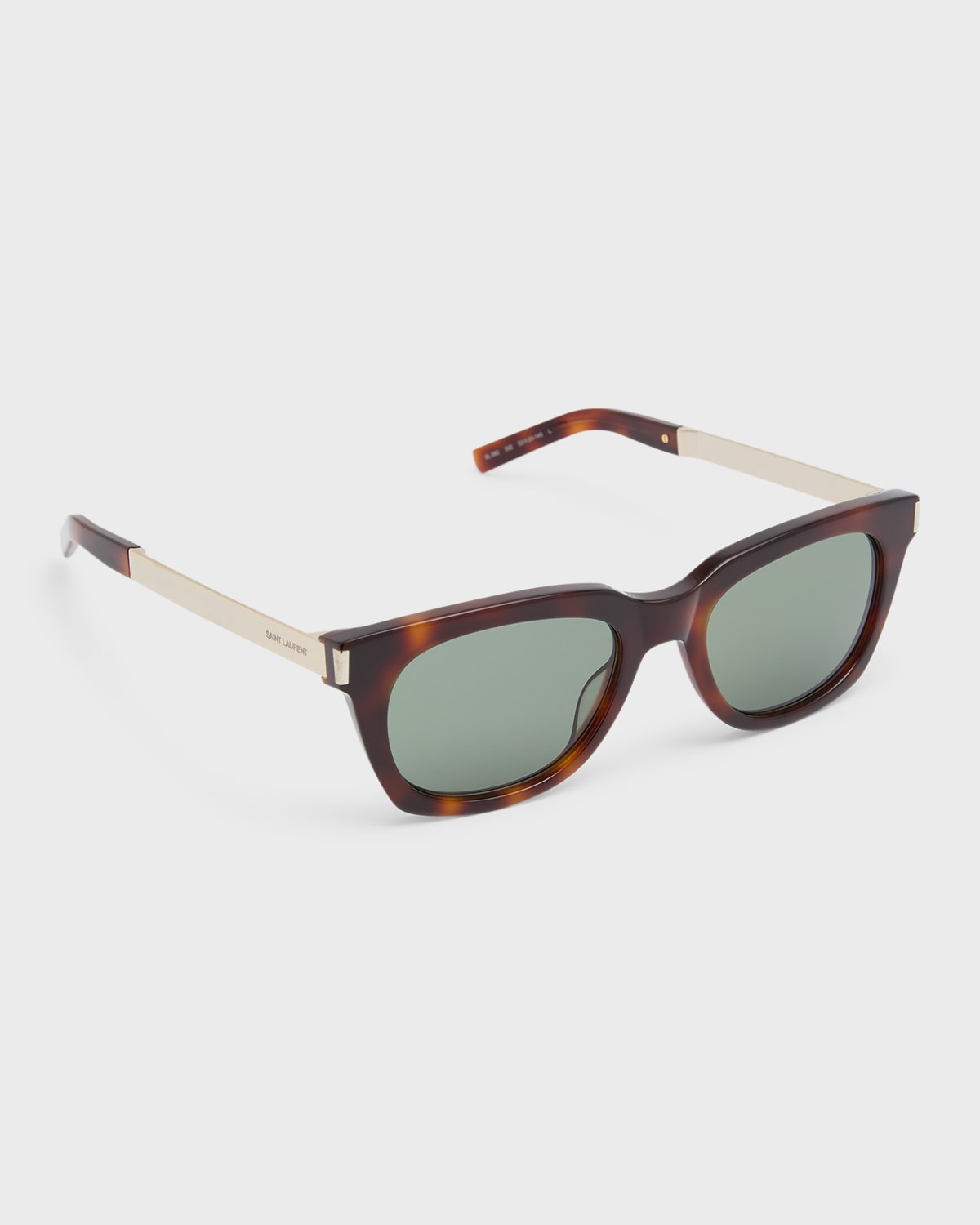 Saint Laurent Engraved Logo Rectangle Mixed-media Sunglasses In Shiny Medium Hava