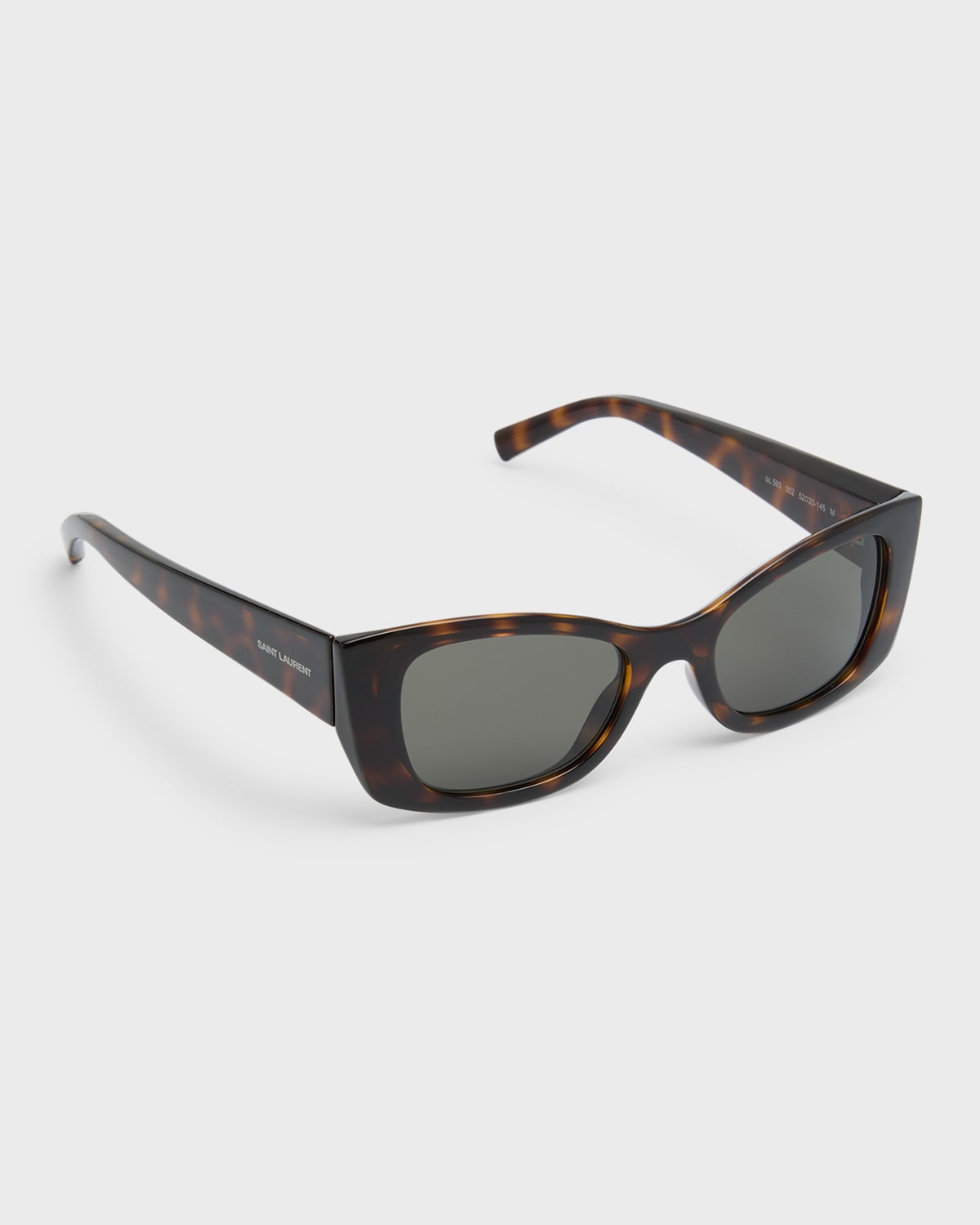 Saint Laurent Logo Injection Plastic Cat-eye Sunglasses In Shiny Dark Havana