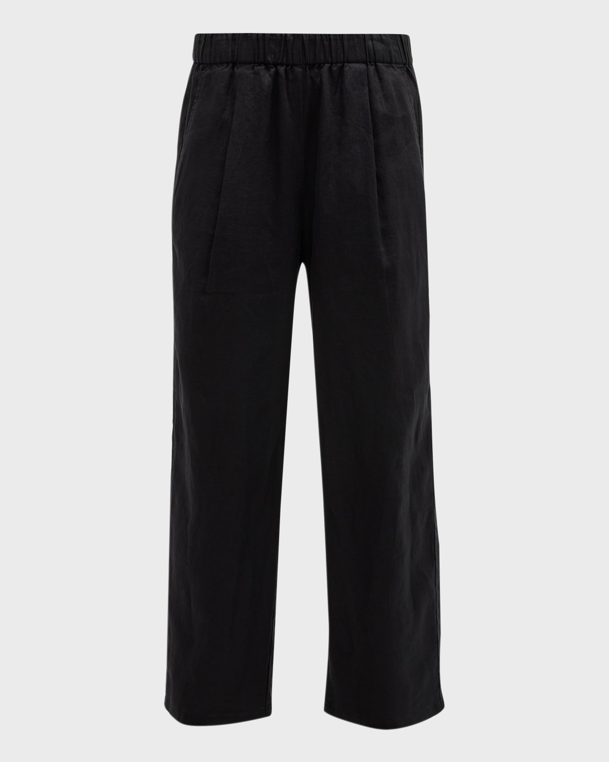 Shop Eileen Fisher Cropped Organic Linen Pants In Black
