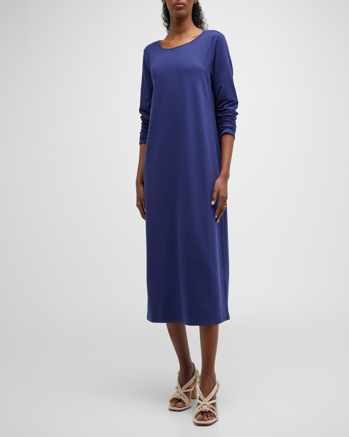 Eileen Fisher Scoop-neck Jersey Midi Dress In Venus