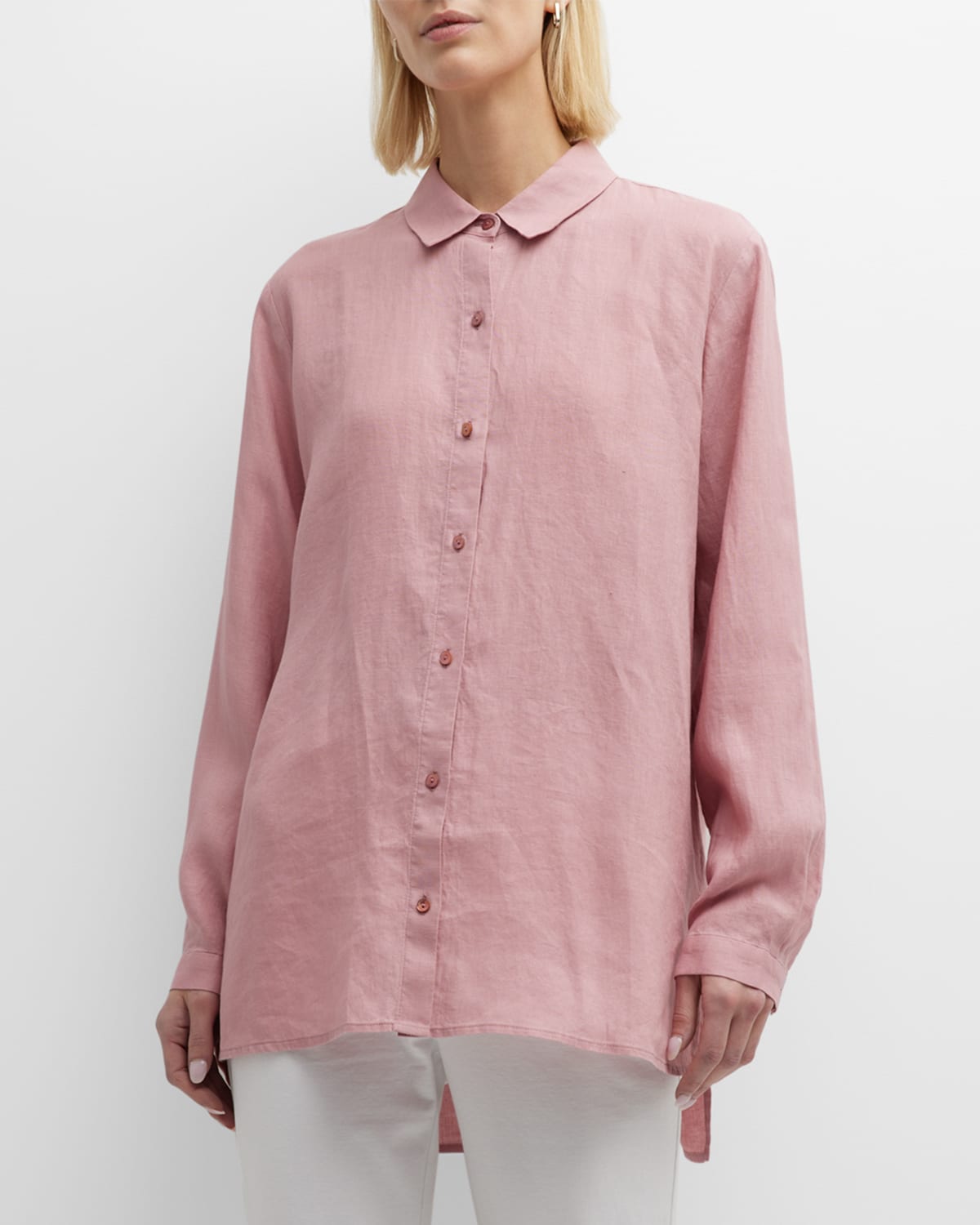 EILEEN FISHER PETITE HANDKERCHIEF LINEN BUTTON-DOWN SHIRT