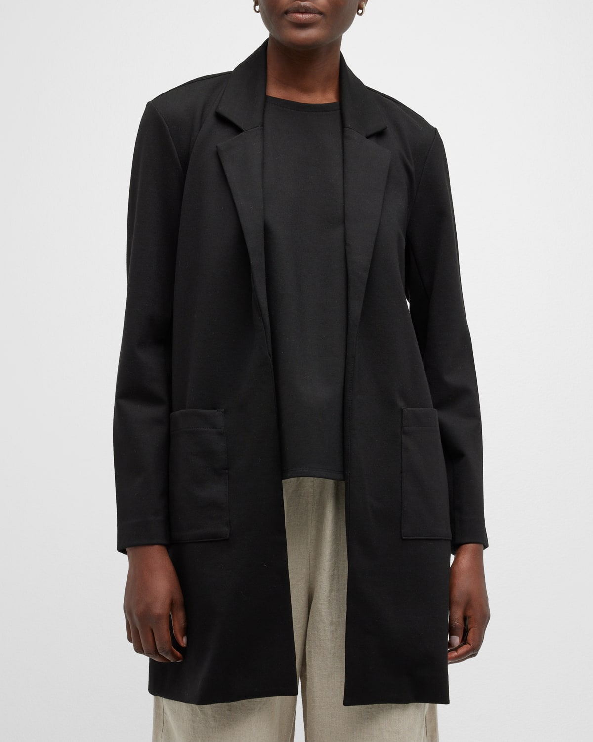 Notched-Collar Open-Front Blazer
