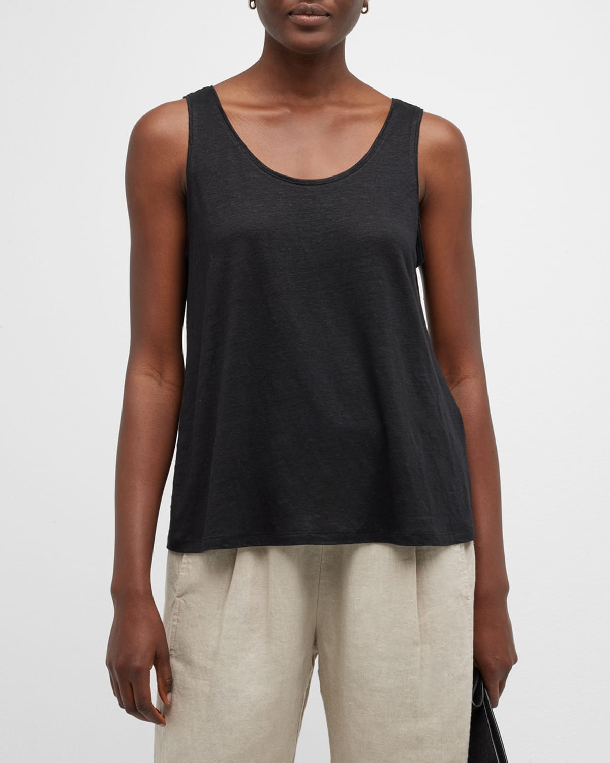 Eileen Fisher Scoop-neck Jersey Tank In Black