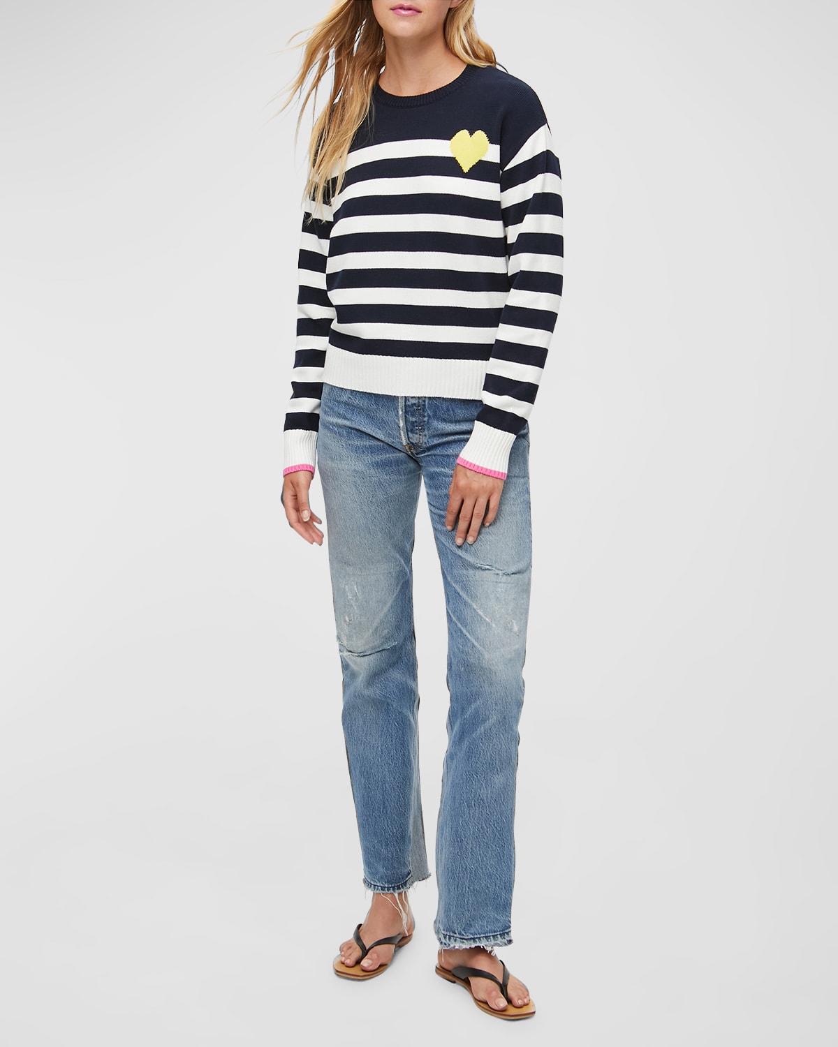 Michael Stars Cotton Knit Pullover In Admiral/yellow