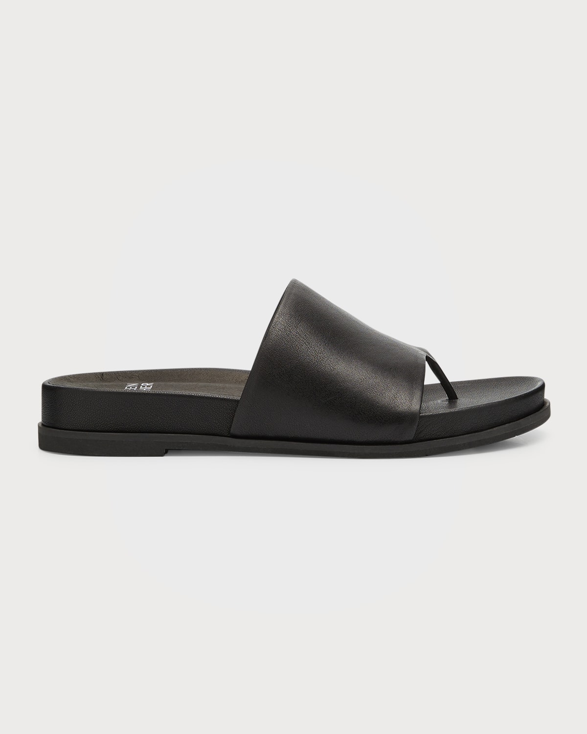 Eileen Fisher Duet Leather Thong Slide Sandals In Black
