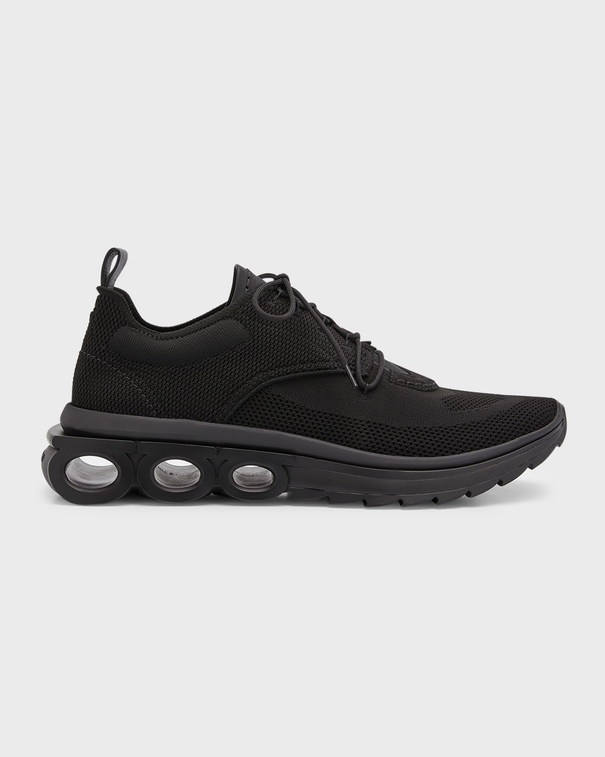 Shop Ferragamo Men's Nima Knit Athletic Sneakers In Nero/antra