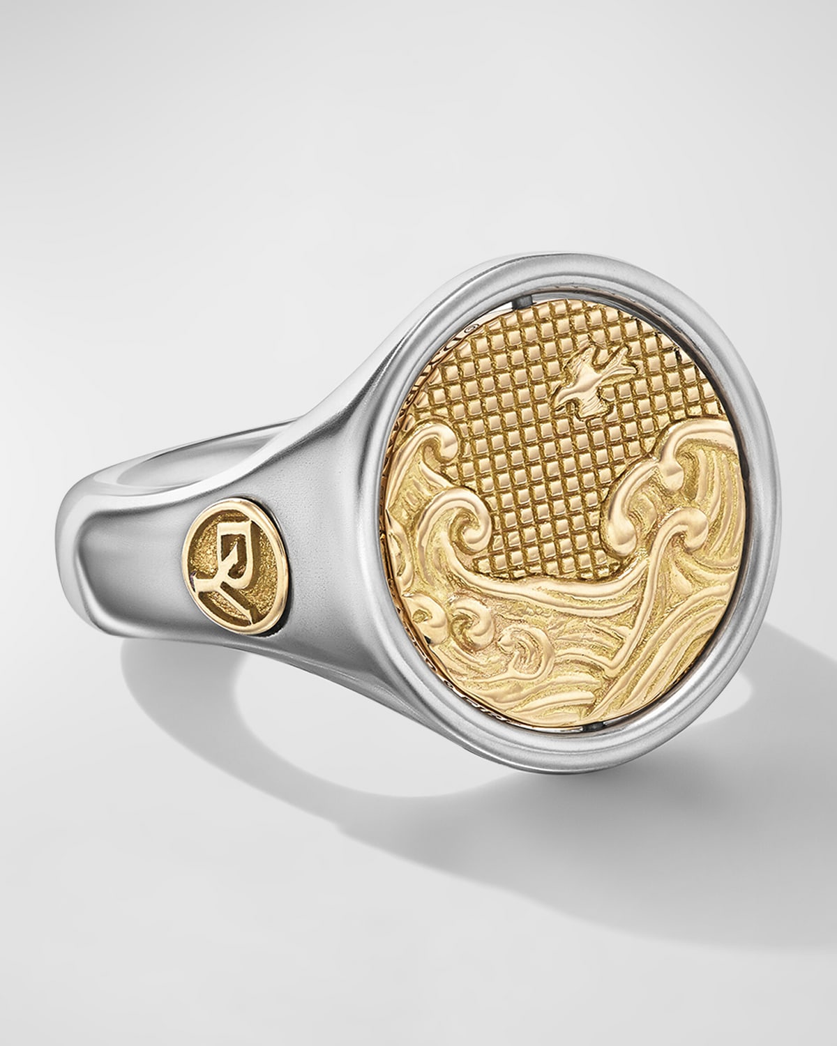 DAVID YURMAN MEN'S DUALITY SIGNET RING IN SILVER WITH 18K GOLD, 20MM