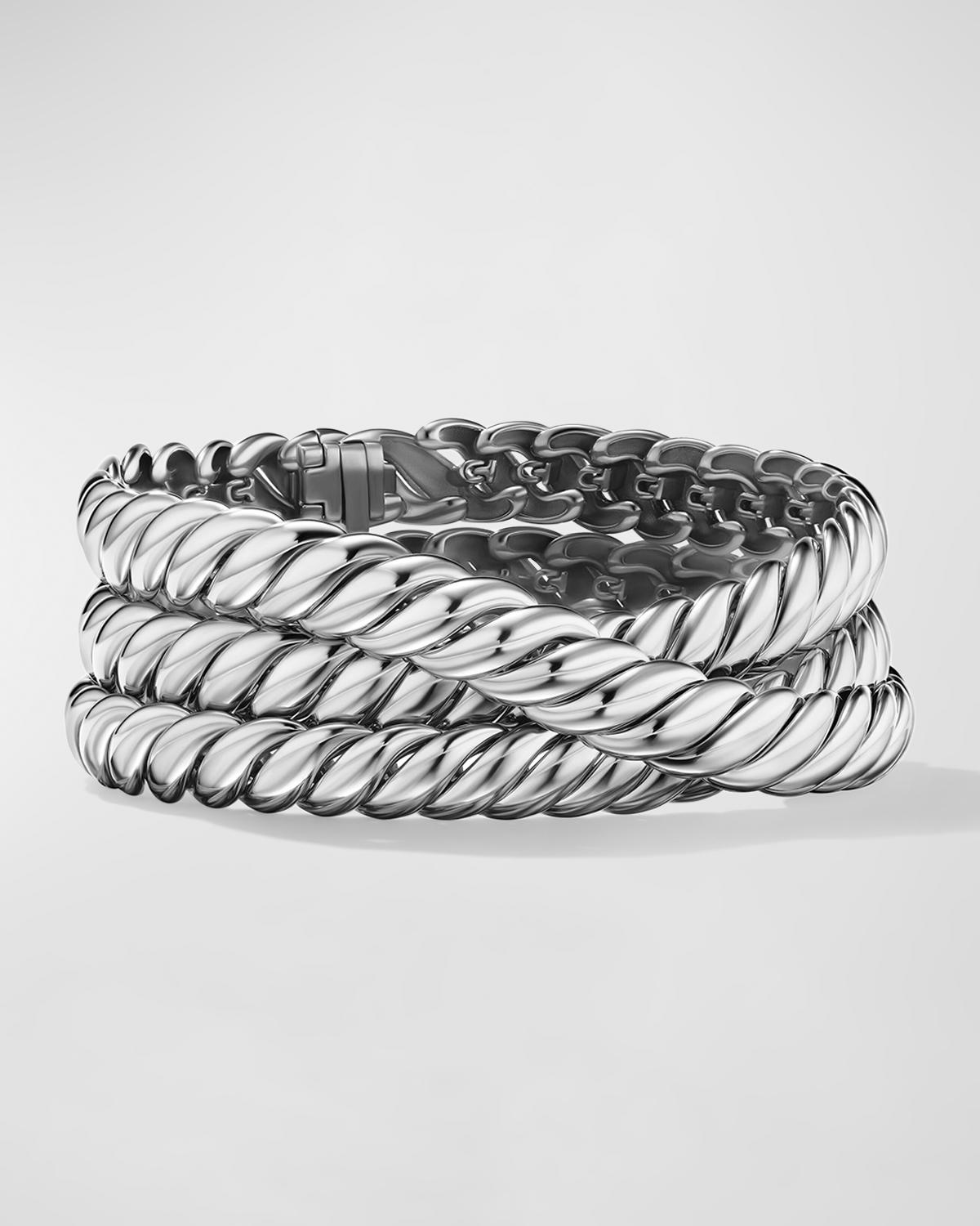 Sculpted Cable Wrap Bracelet in Silver, 8.5mm
