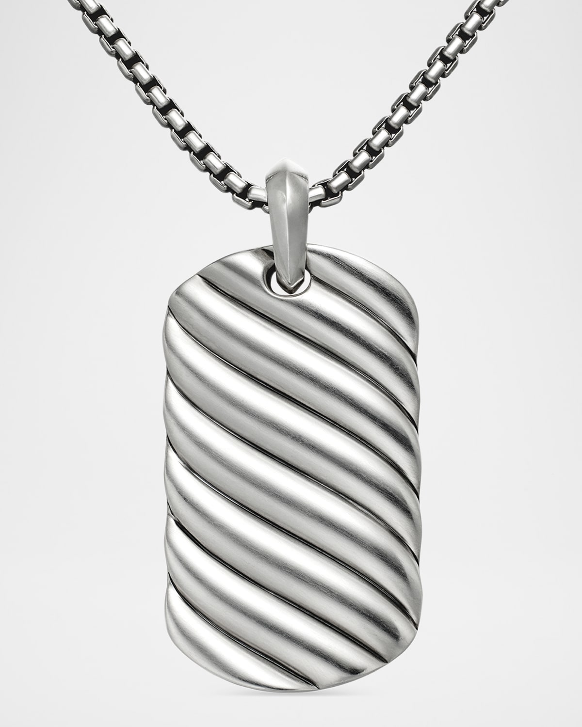 David Yurman Men's Sculpted Cable Tag Pendant In Silver, 42mm