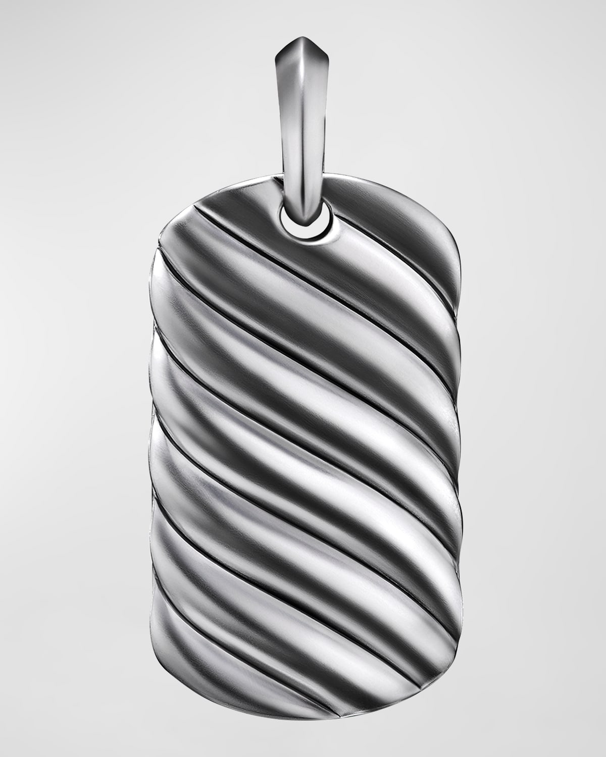 Shop David Yurman Men's Sculpted Cable Tag Pendant In Silver, 35mm