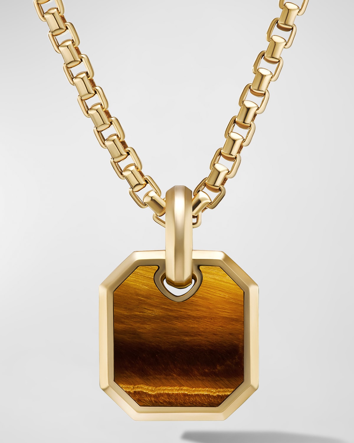 David Yurman Men's Roman Pendant With Gemstone In 18k Gold, 15mm In Tigers Eye