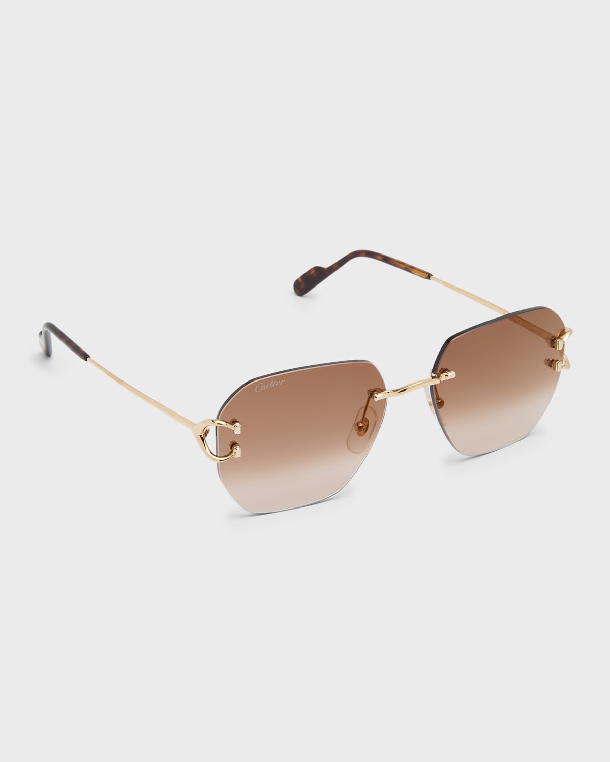 Cartier 58mm Gradient Rectangular Sunglasses In 002 Smooth Golden