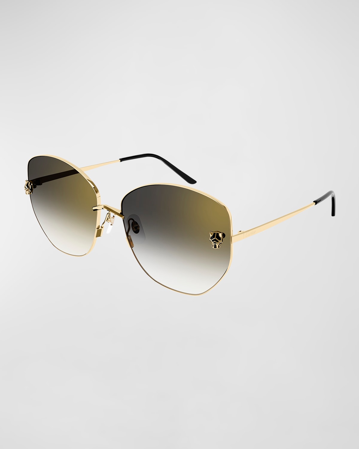 Cartier Gradient Panther Metal Butterfly Sunglasses In 001 Smooth Golden Modesens