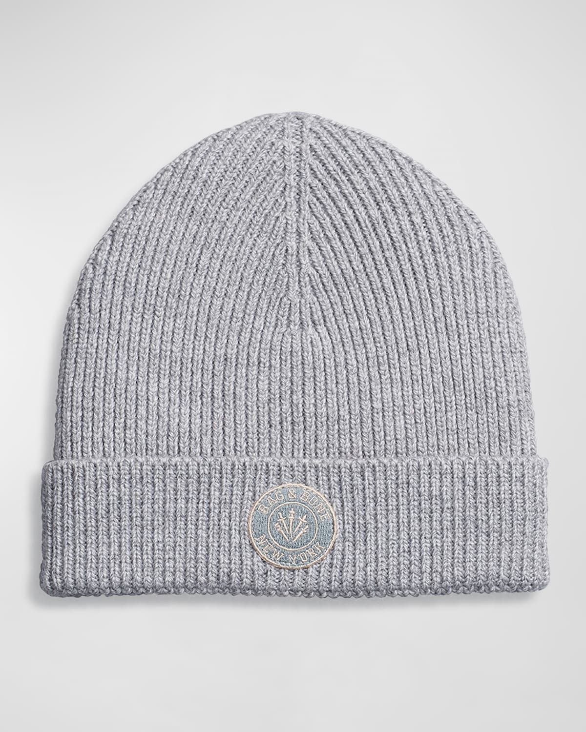 Rag & Bone Charlie Logo Patch Wool Blend Beanie In Grey