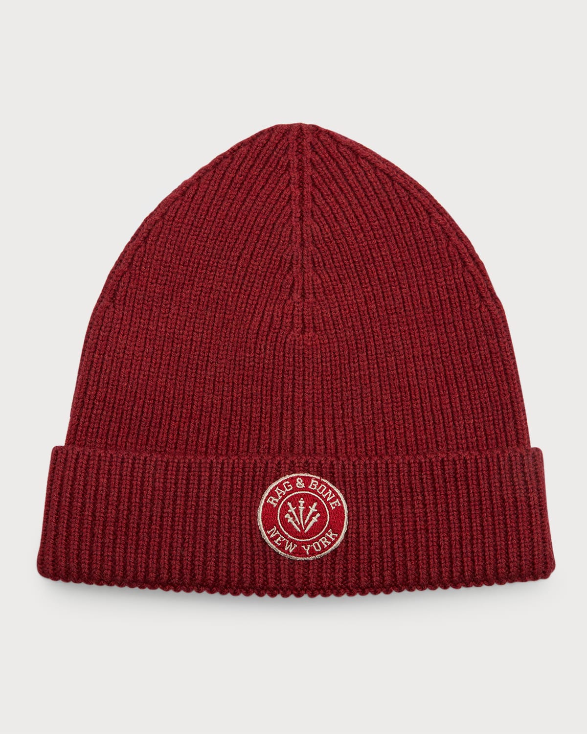 Rag & Bone Charlie Logo Patch Wool Blend Beanie In Red