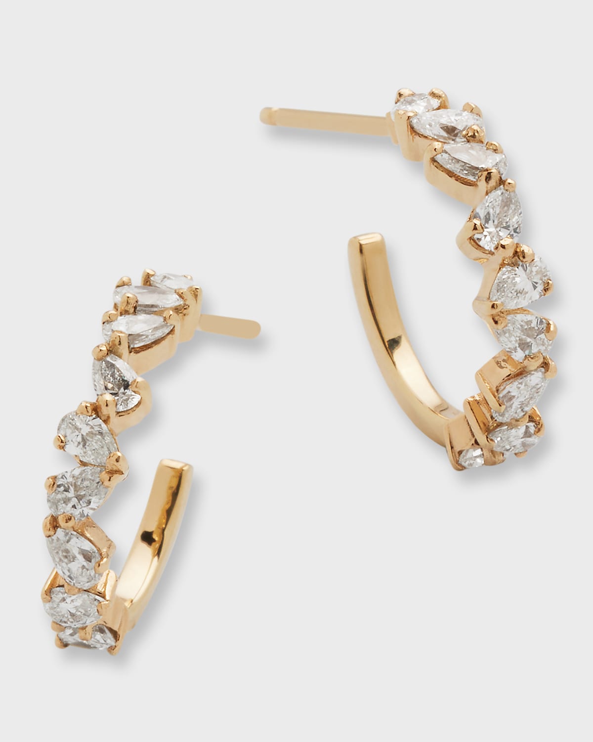 Lana Zig Zag Pear Diamond Huggie Earrings In Yg