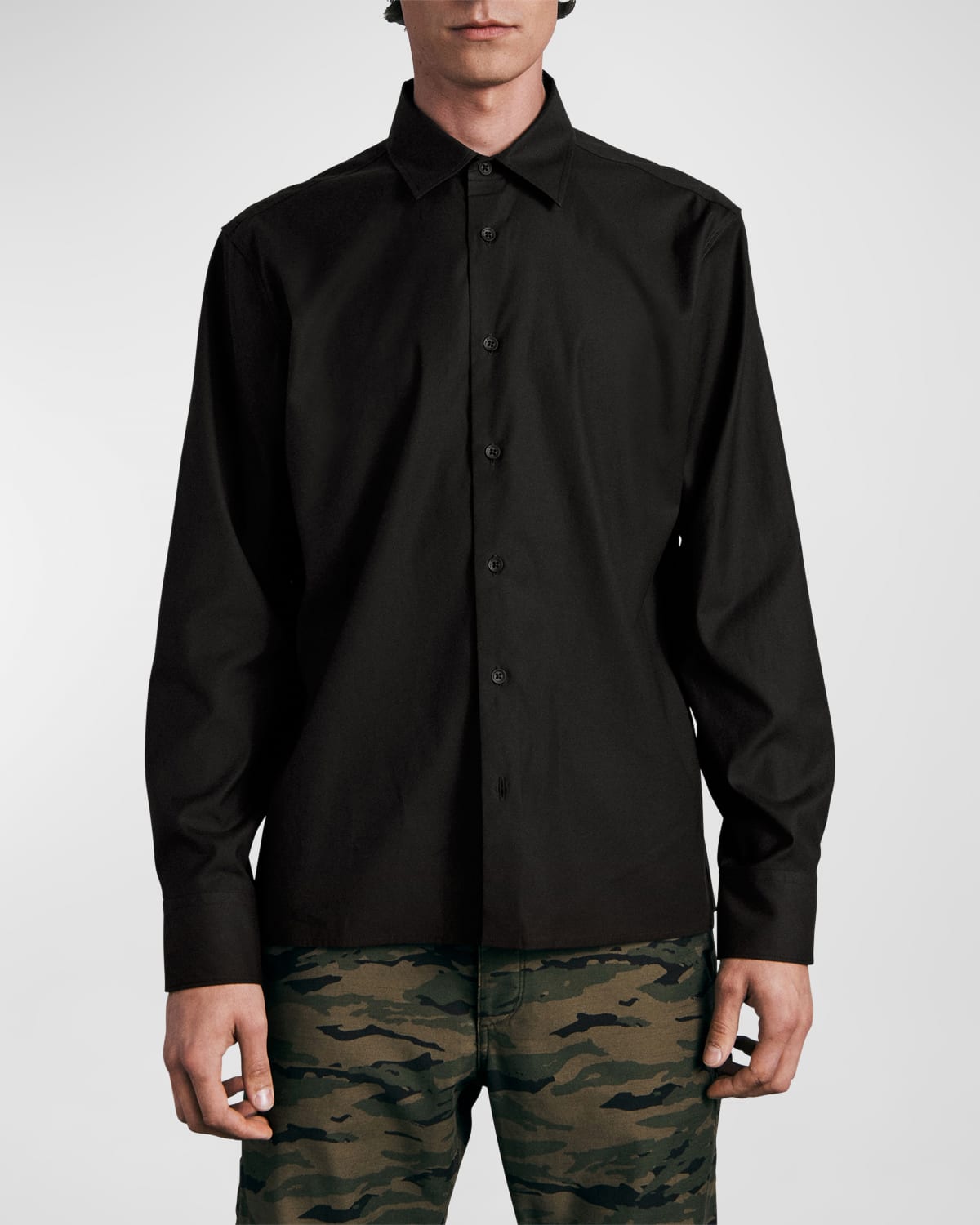 Shop Rag & Bone Men's Dalton Cupro-blend Sport Shirt In Blk