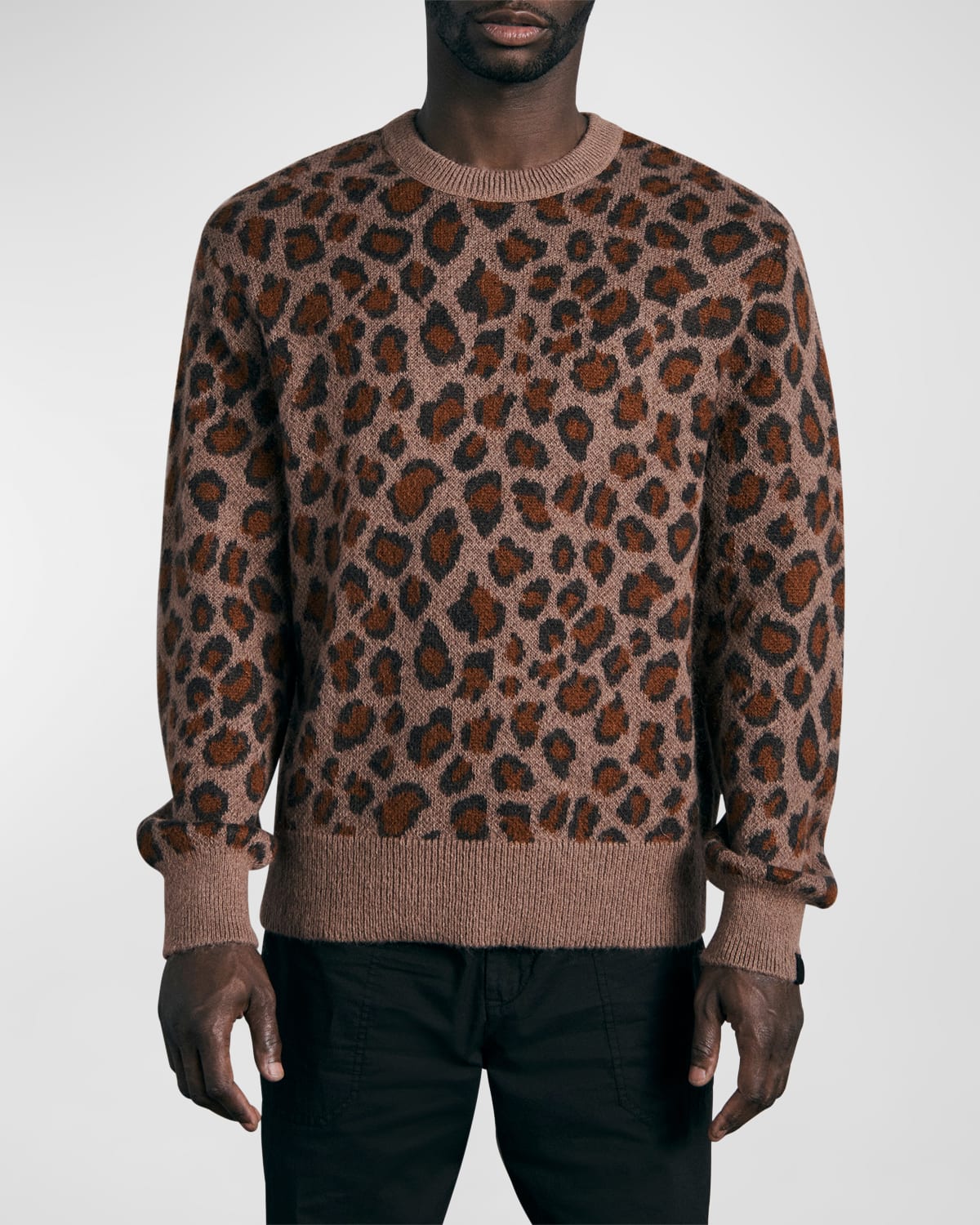 Men's Damon Leopard Mohair Sweater