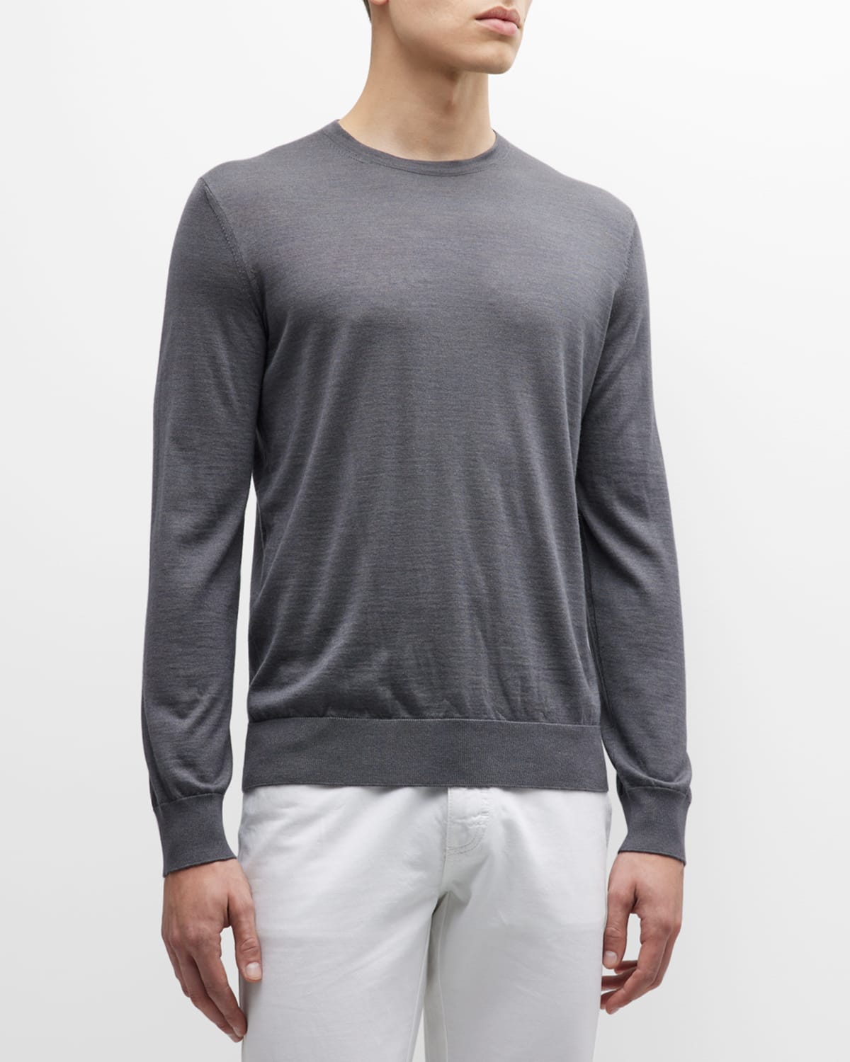 Men's Cashseta Light Cashmere-Silk Crewneck Sweater