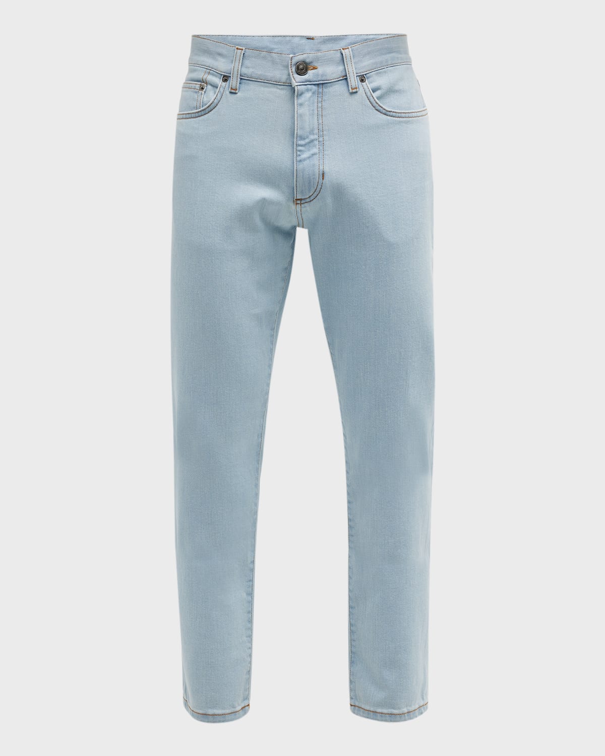 ZEGNA MEN'S STRAIGHT-LEG BLEACHED DENIM JEANS