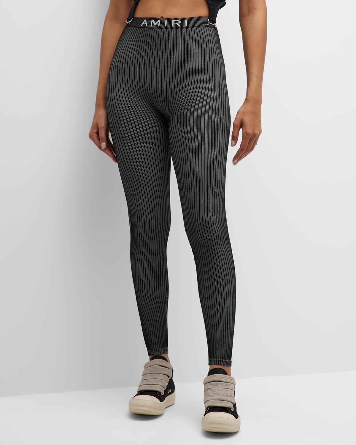 Amiri Knit Leggings With Branded Waistband In Black