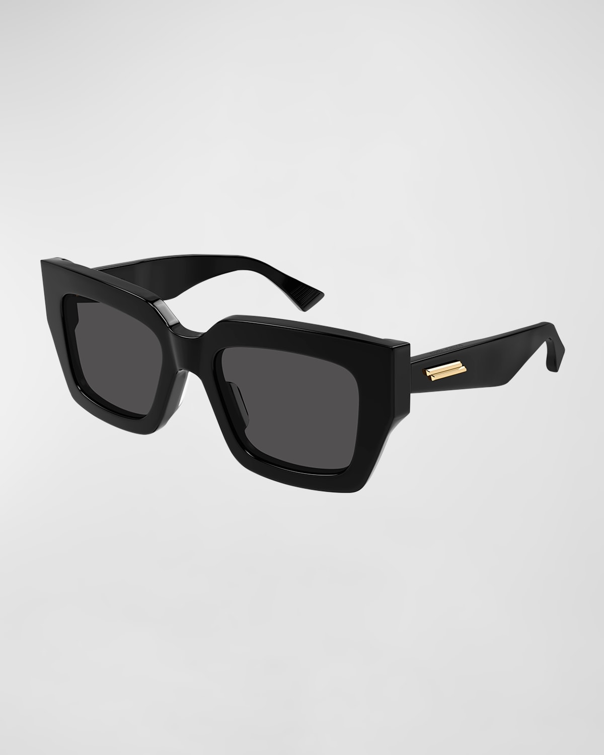 Bottega Veneta Raised Logo Acetate Cat-eye Sunglasses In 001 Shiny Solid B