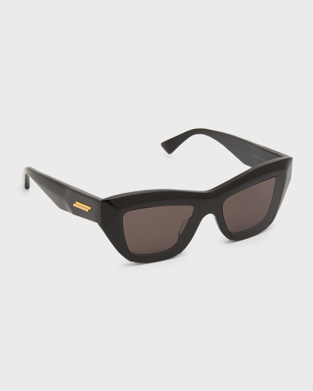 Bottega Veneta Raised Logo Acetate Cat-eye Sunglasses In 001 Shiny Solid B