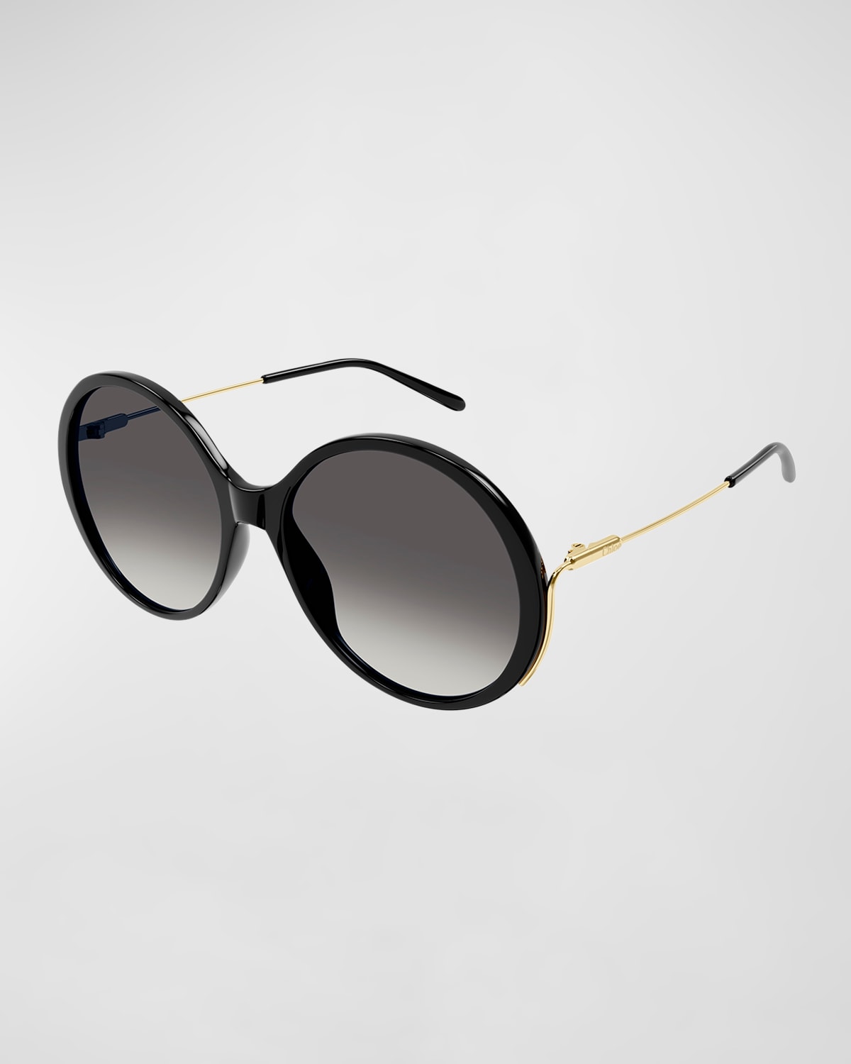 Oversized Round Acetate and Metal Sunglasses