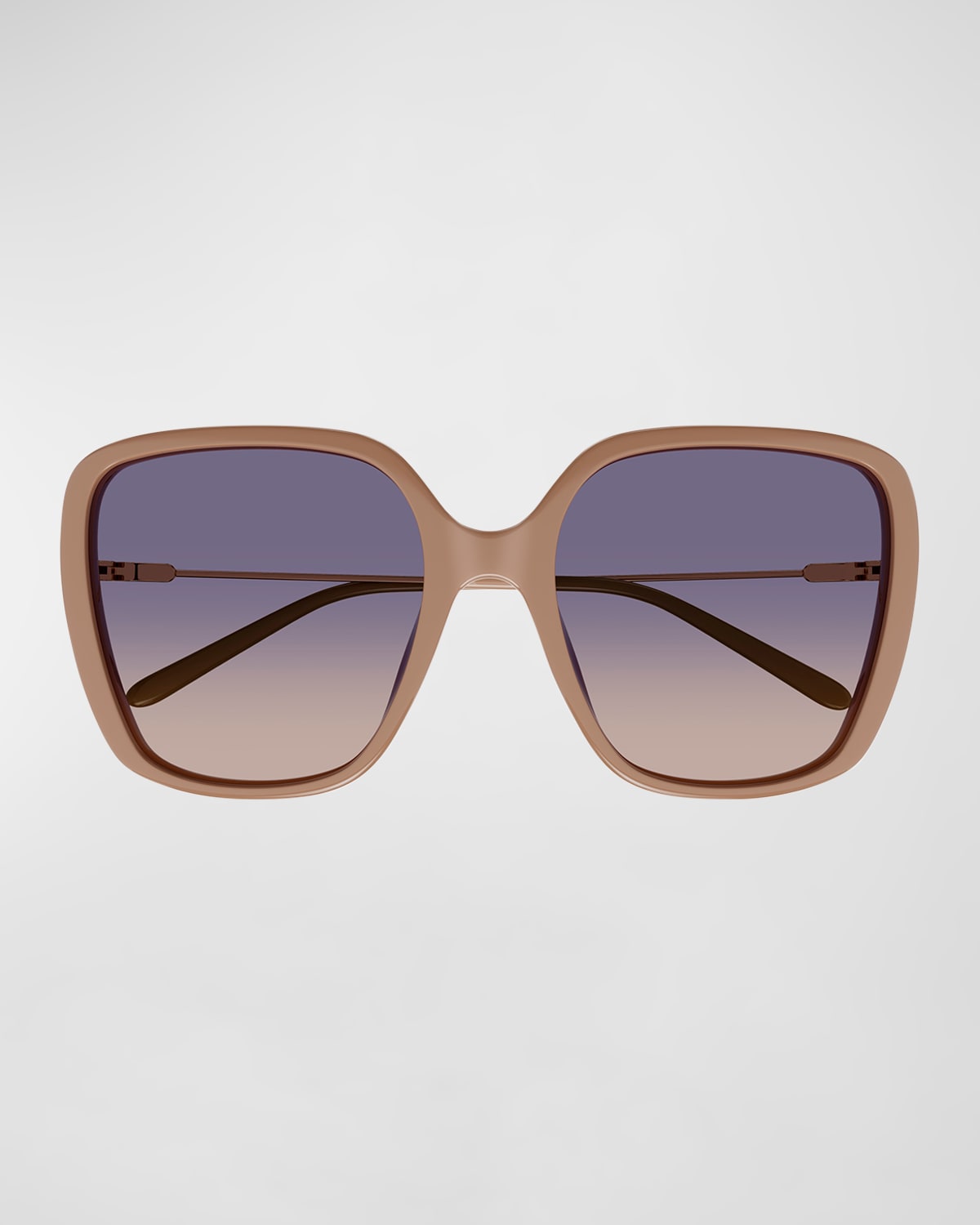 Chloé Square Acetate And Metal Sunglasses In 003 Shiny Solid N