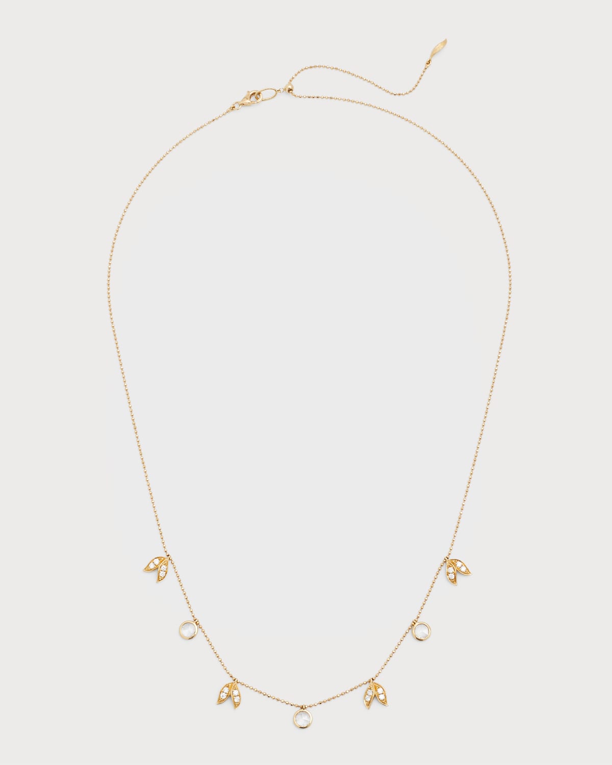 Graziela Gems 18K Yellow Gold G-H Diamond and Leaf Necklace