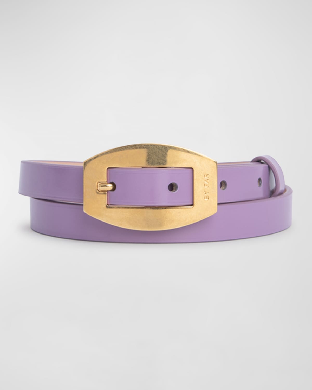 By Far Block Semi-patent Leather Belt In Purple Haze