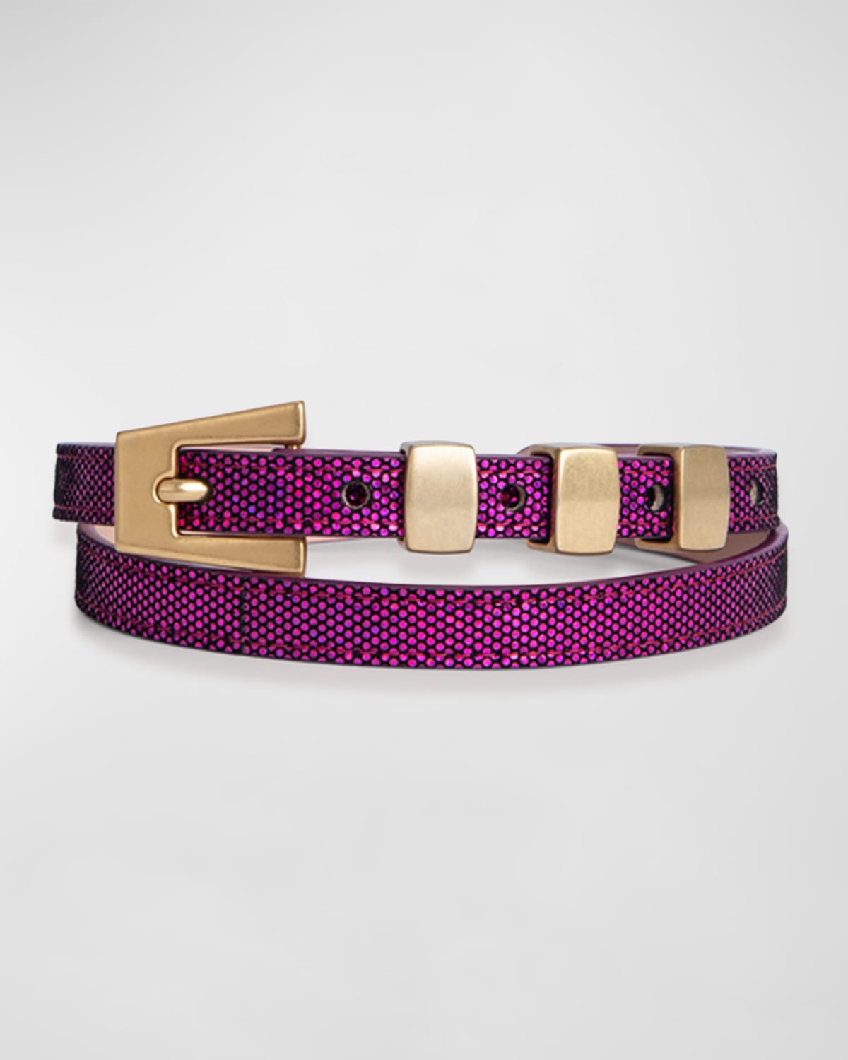 By Far Vic Fuchsia Disco Dot Leather Belt