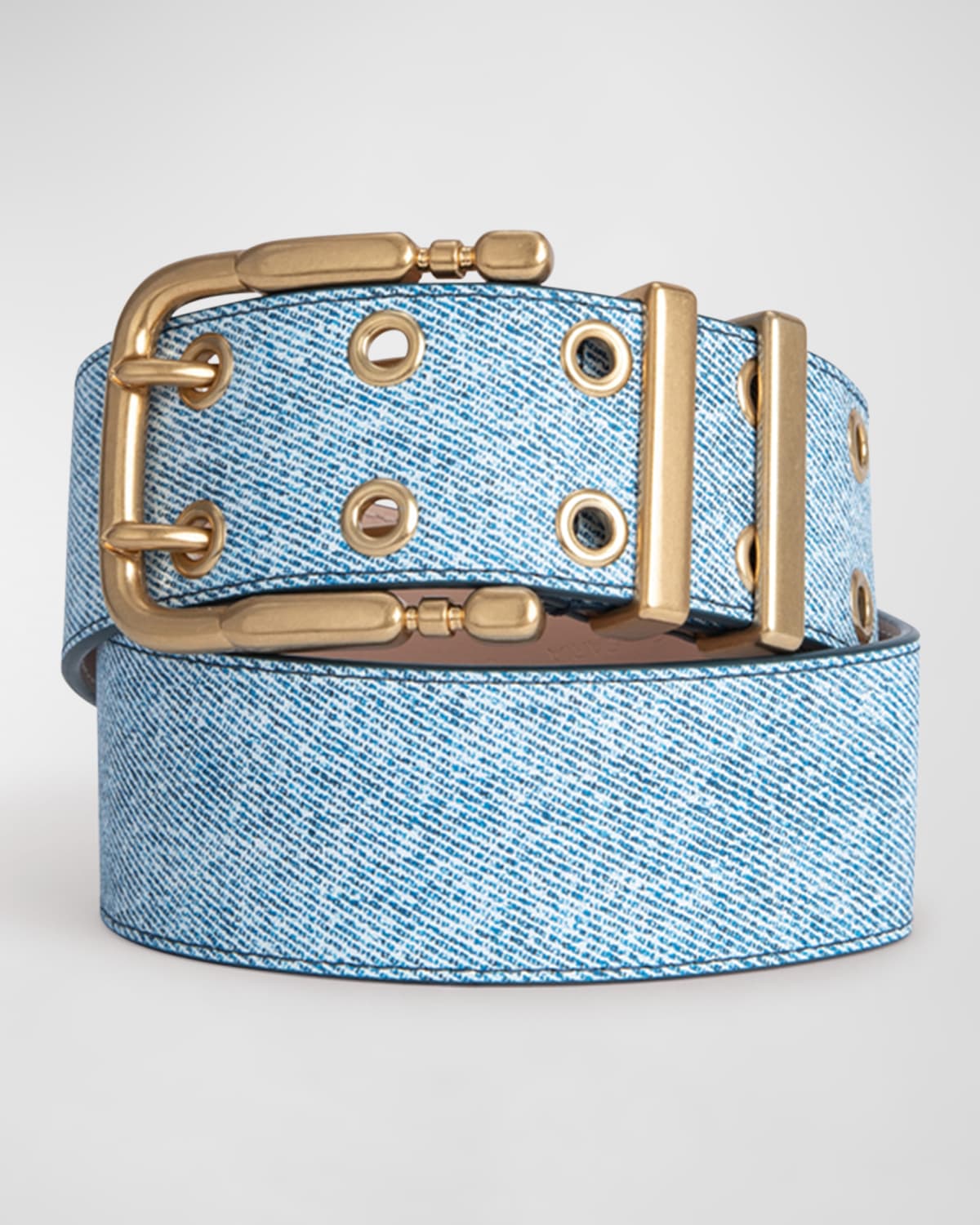 BY FAR DUO DENIM LEATHER BELT