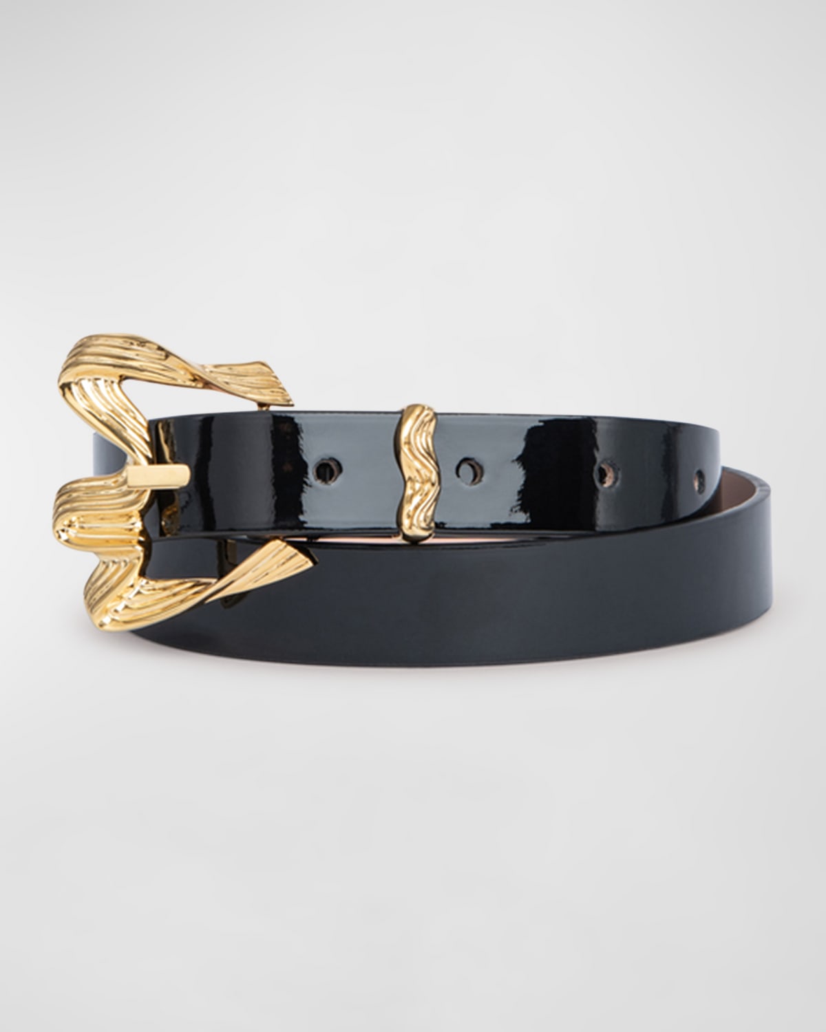 By Far Ribbon Buckle Patent Leather Belt In Black