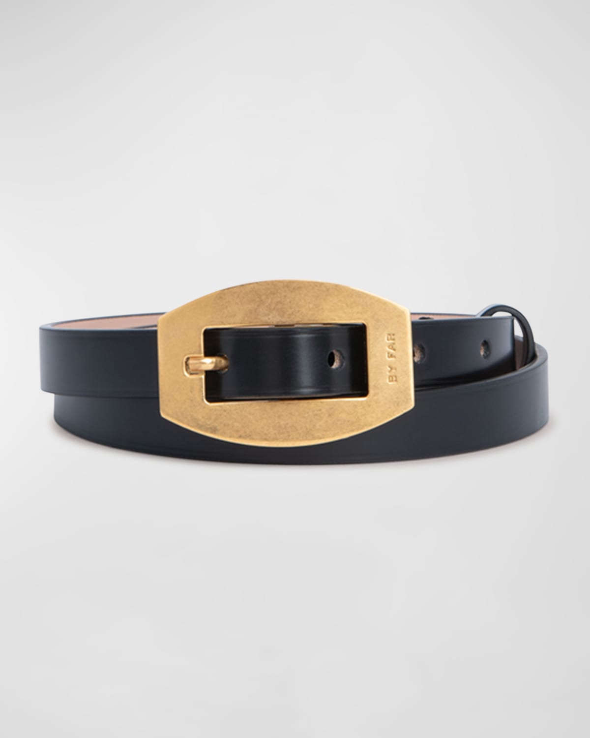 By Far Block Semi Patent Leather Belt In Black
