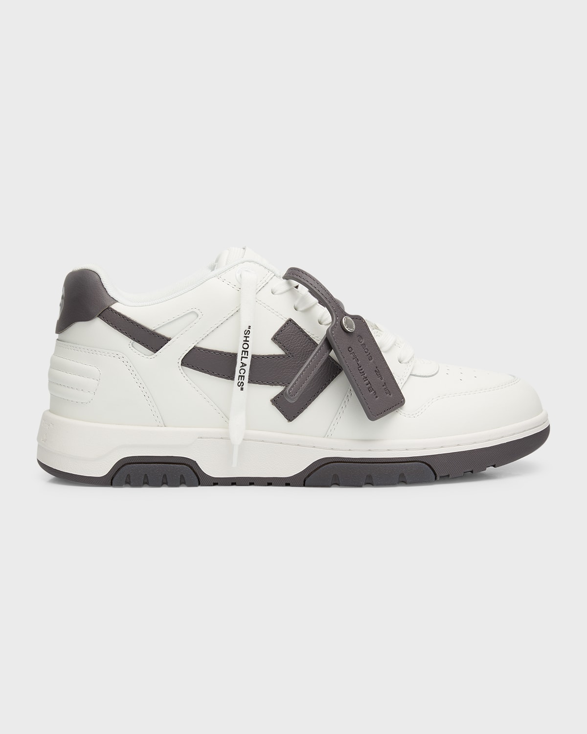 Off-white Men's Out Of Office Leather Low-top Sneakers In White Grey