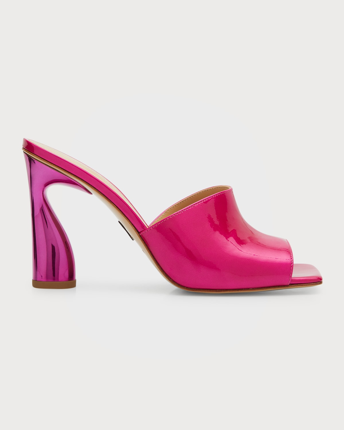 Paul Andrew Patent Leather Slide Mules In 003 Fuchsia