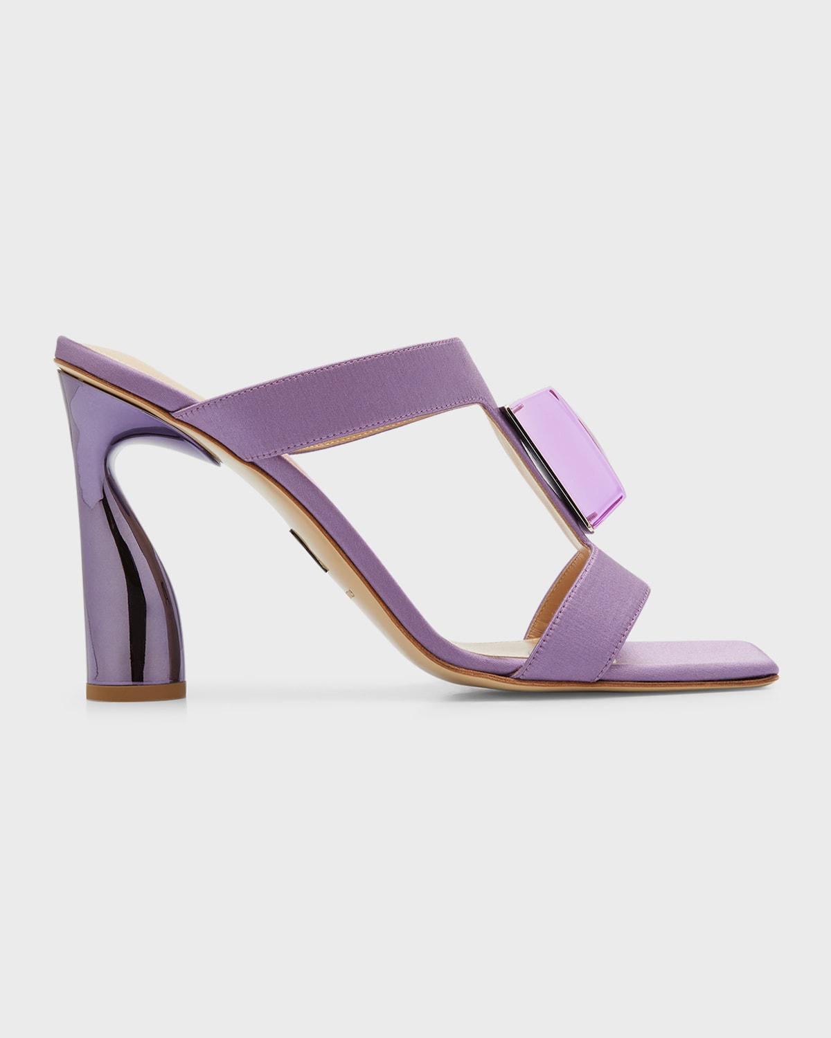 Satin Jewel T-Strap Mule Sandals