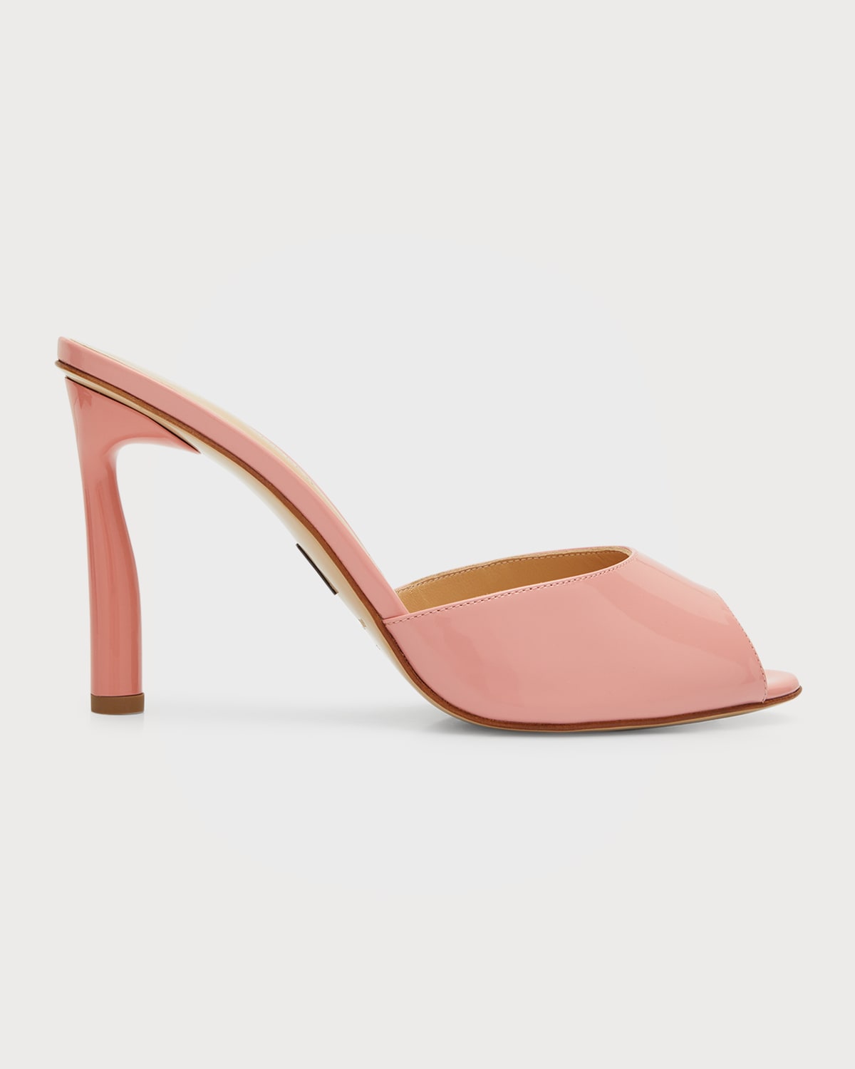 Patent Peep-Toe Mule Sandals