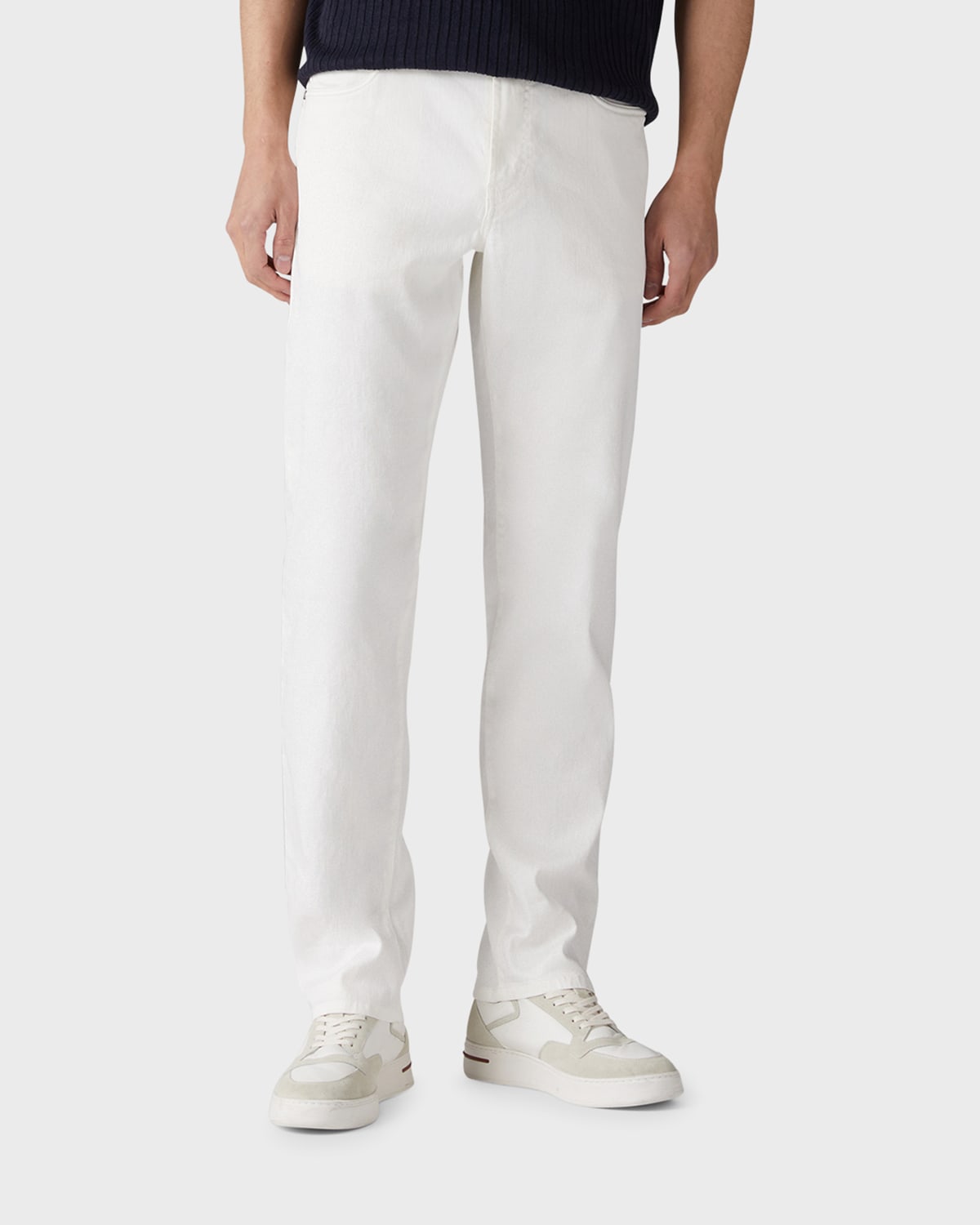 Shop Loro Piana Men's Quarona Linen-cotton 5-pocket Pants In White